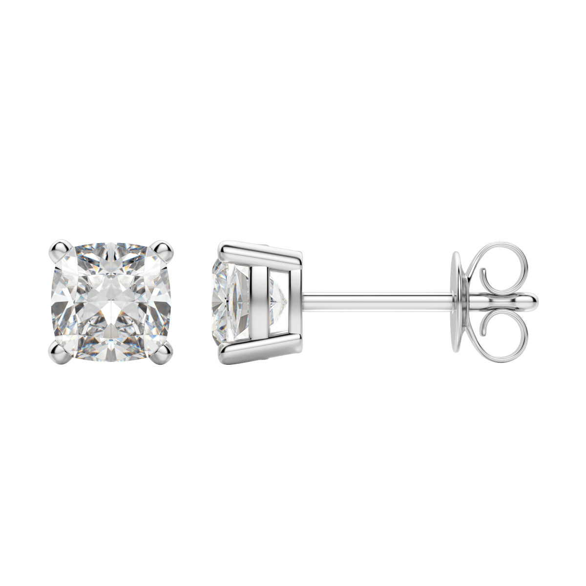 0.50 CT-2.0 CT Cushion Solitaire CVD F/VS Diamond Earrings