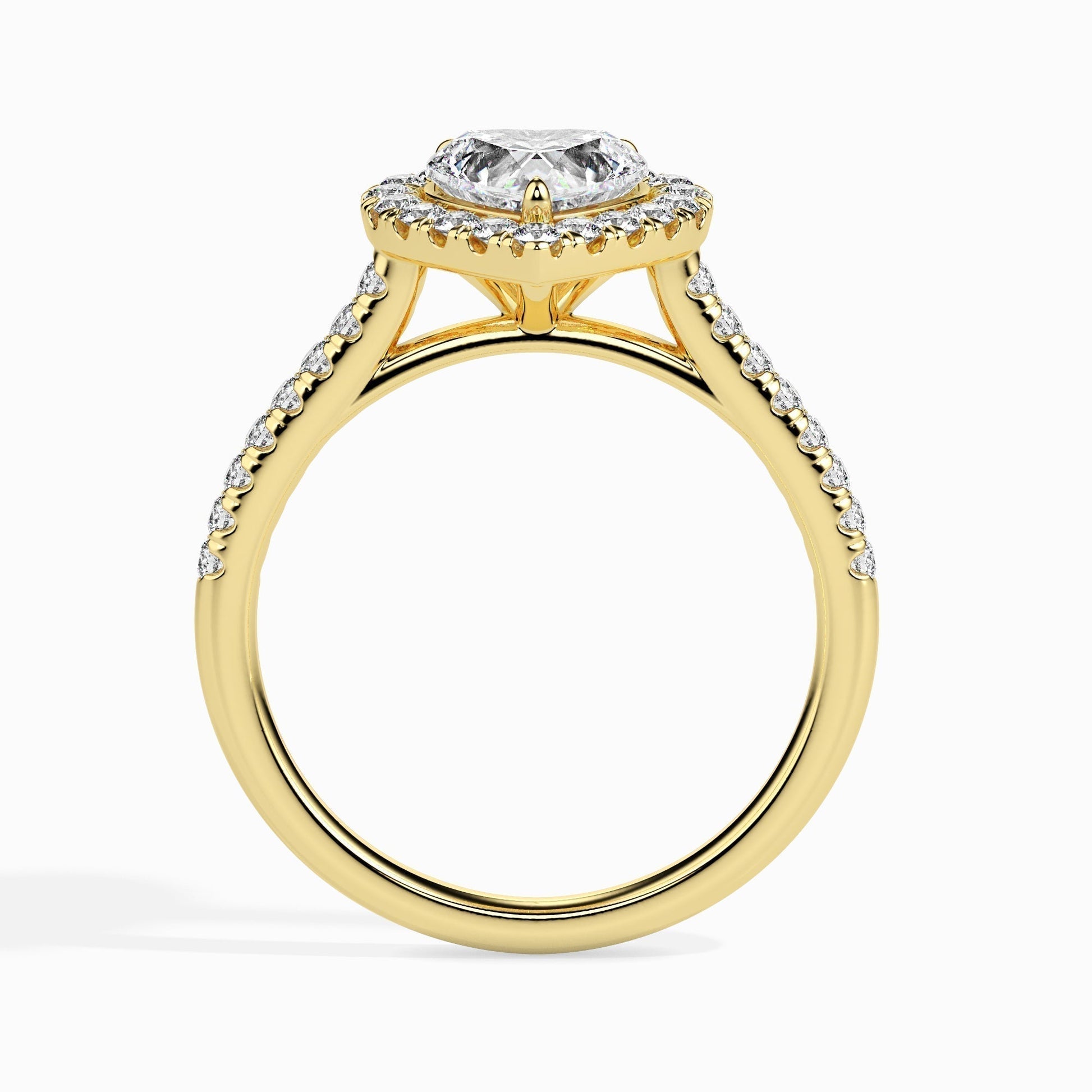 1ct Heart F- VS Diamond Halo & Pave Engagement Ring