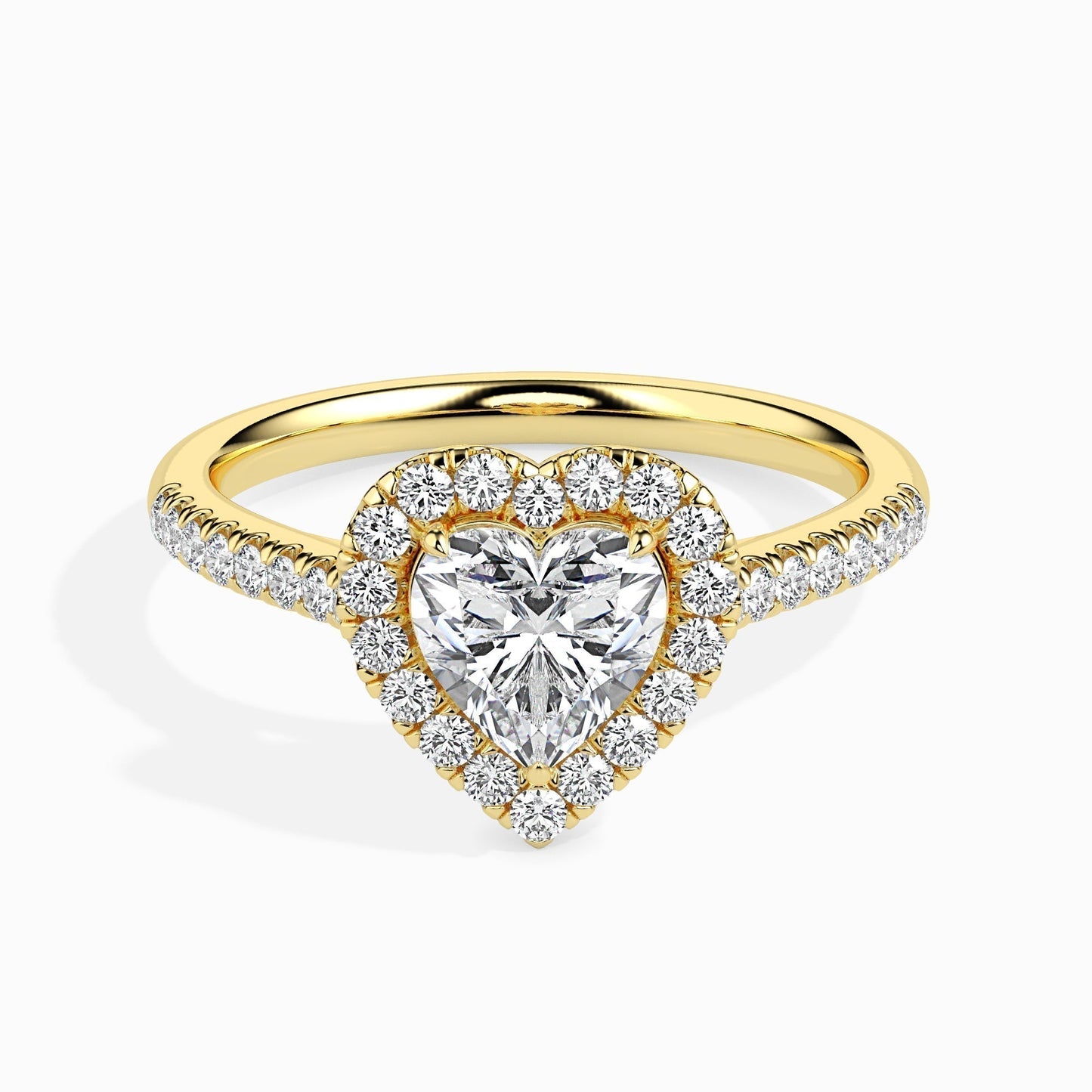 1ct Heart F- VS Diamond Halo & Pave Engagement Ring