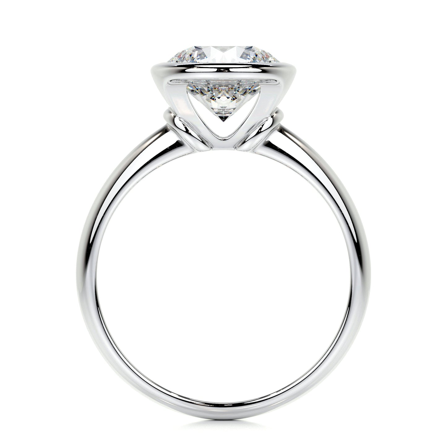 3.0 CT Round Bezel CVD F/SI1 Diamond Engagement Ring