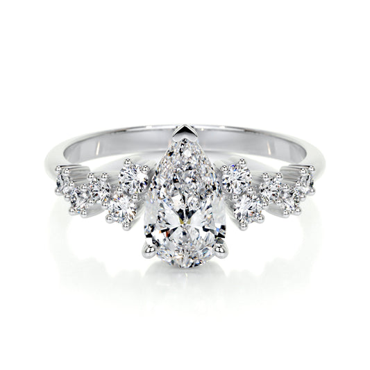 1.0 CT Pear Cluster CVD E/VS2 Diamond Engagement Ring