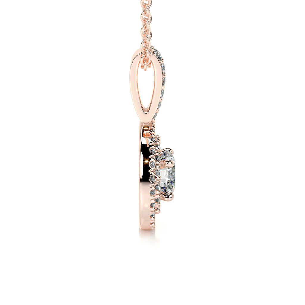 0.50 CT Round Double Halo CVD F/VS Diamond Necklace