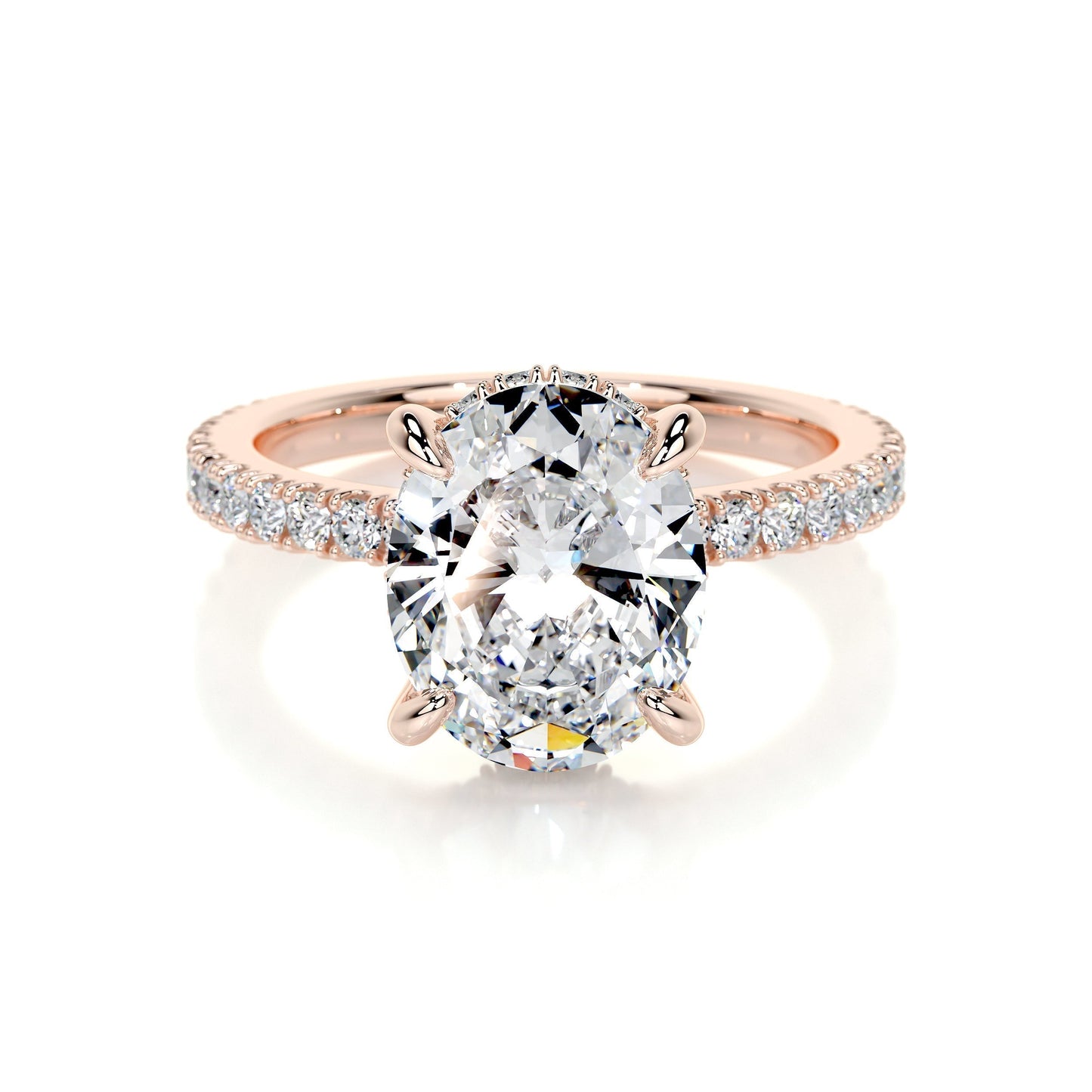 2.0 CT Oval Hidden Halo CVD E/VS2 Diamond Engagement Ring