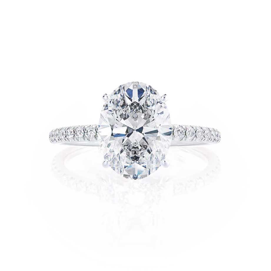 0.90 CT Oval Pave Setting CVD E/VVS2 Diamond Engagement Ring