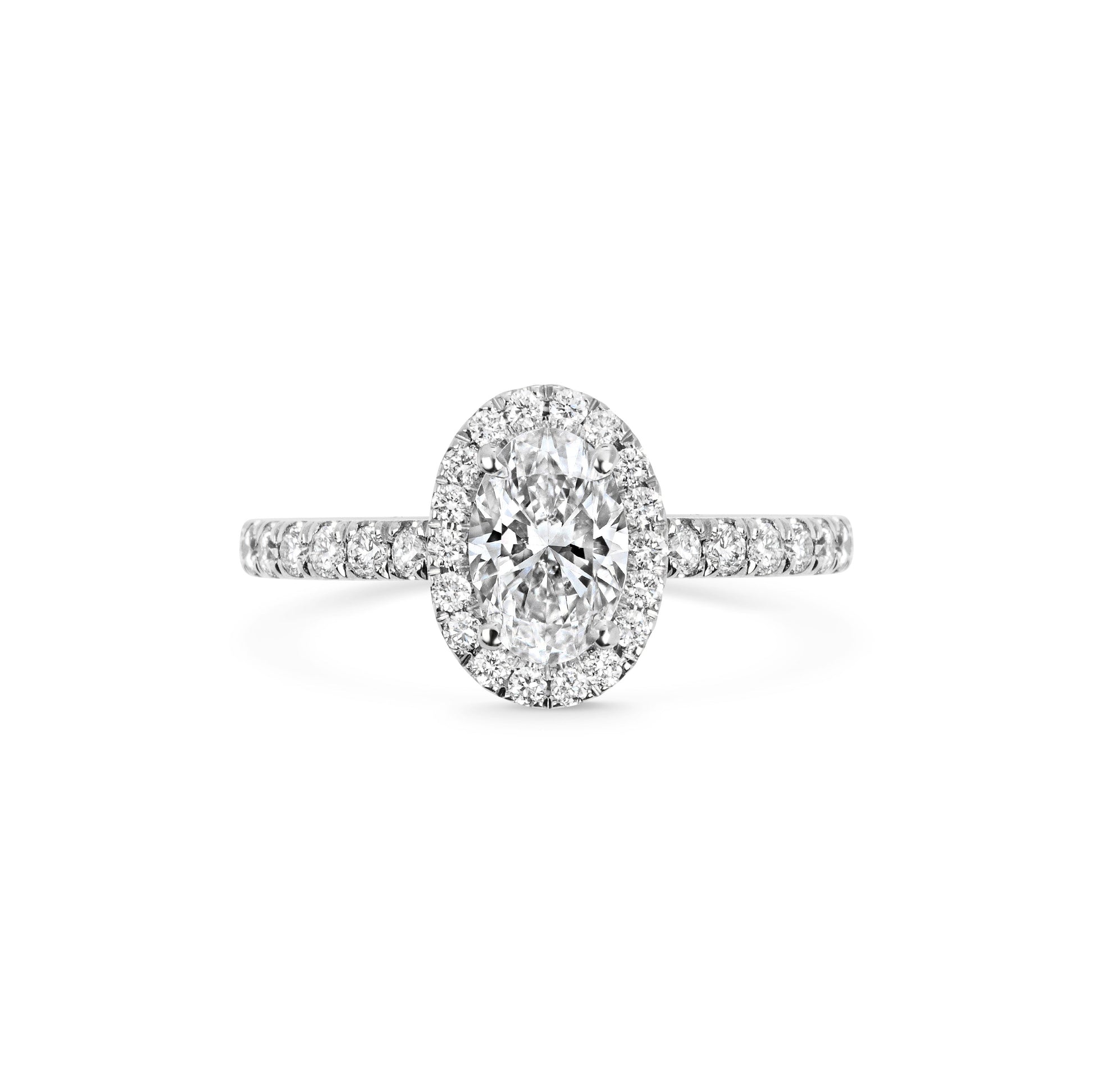 0.7 ct Oval F- VS1 Diamond Halo & Pave Engagement Ring