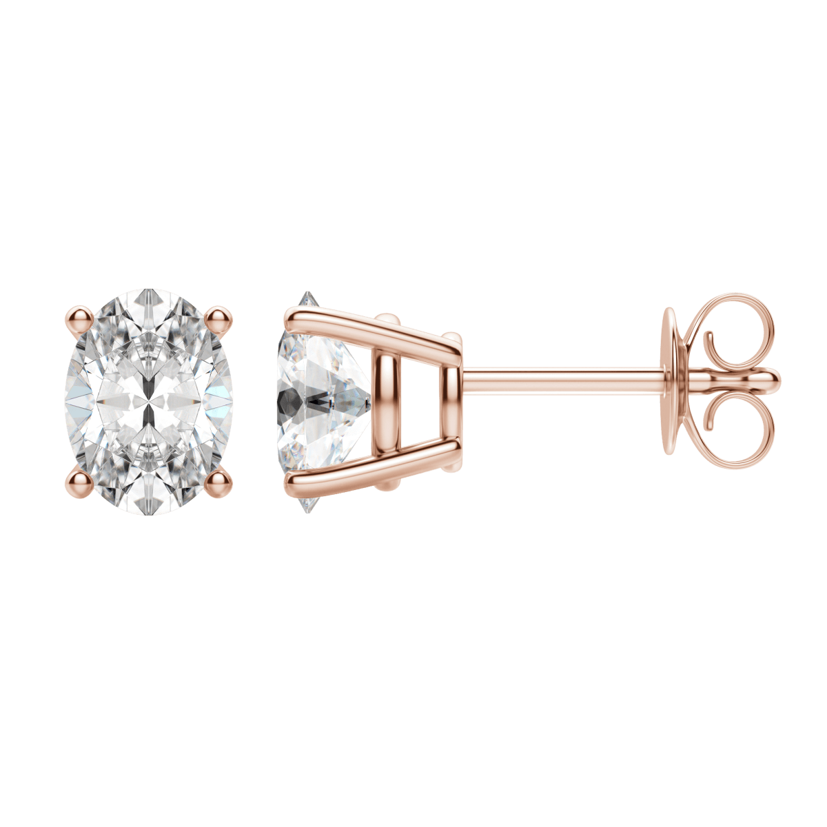 0.50 CT-2.0 CT Oval Solitaire CVD F/VS Diamond Earrings