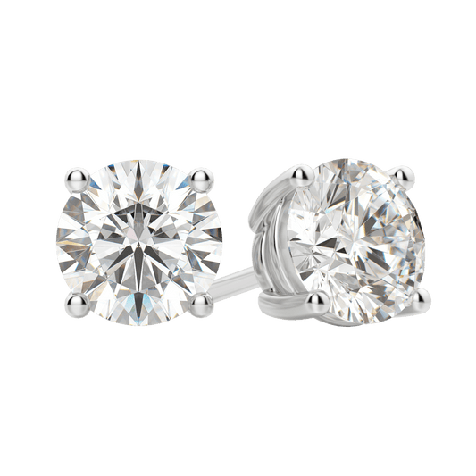 0.50 CT-4.0 CT Round Solitaire CVD F/VS Diamond Earrings