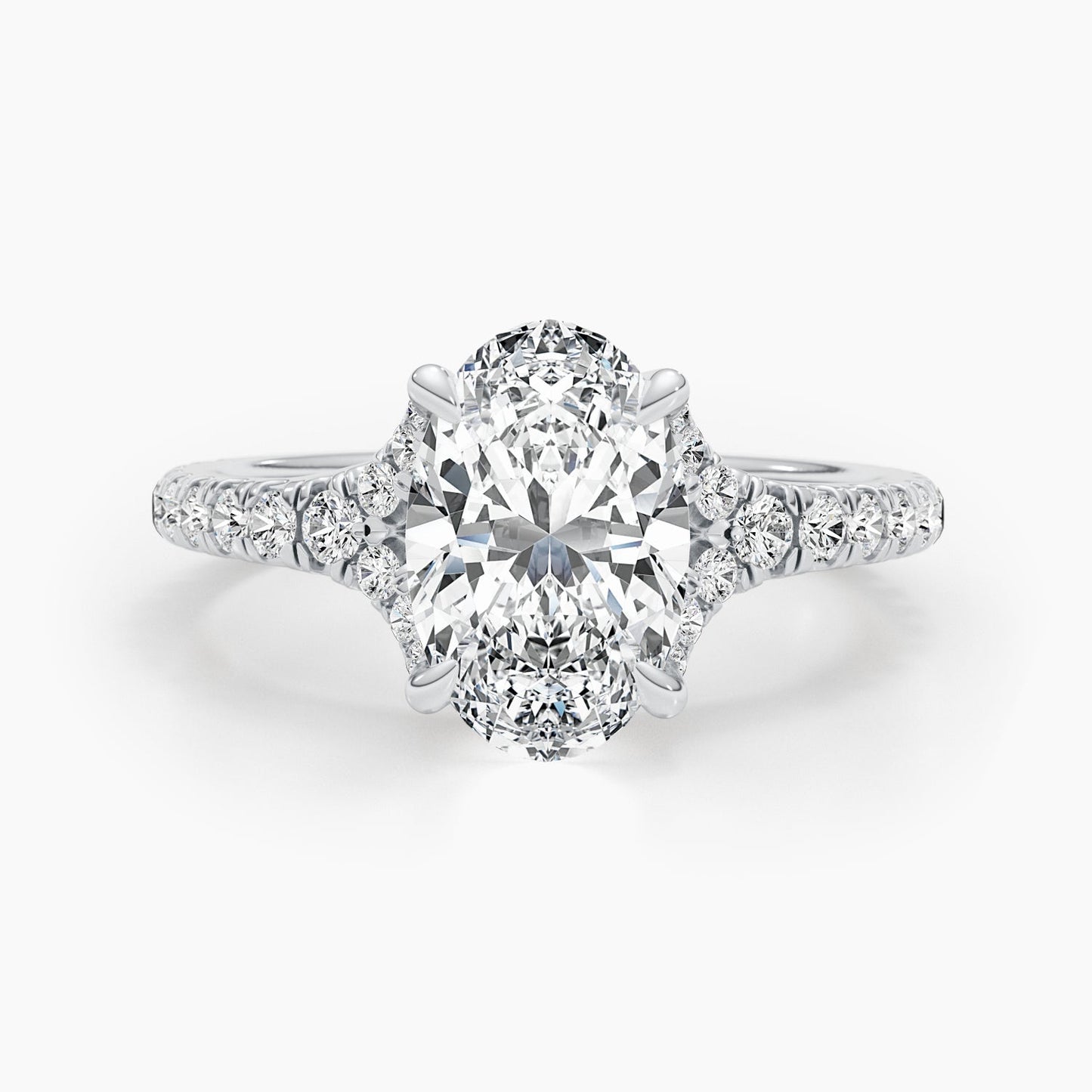 2.63ct Oval F- VS Pave Diamond Engagement Ring